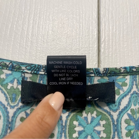 Nordstrom A-List Teal Green Blue Paisley Handkerchief Sleeveless Scoopneck Dress - Picture 6 of 10